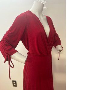 USA made Lilian red dress plus size stretchy knit shiny silky midi knee NWOT 2X